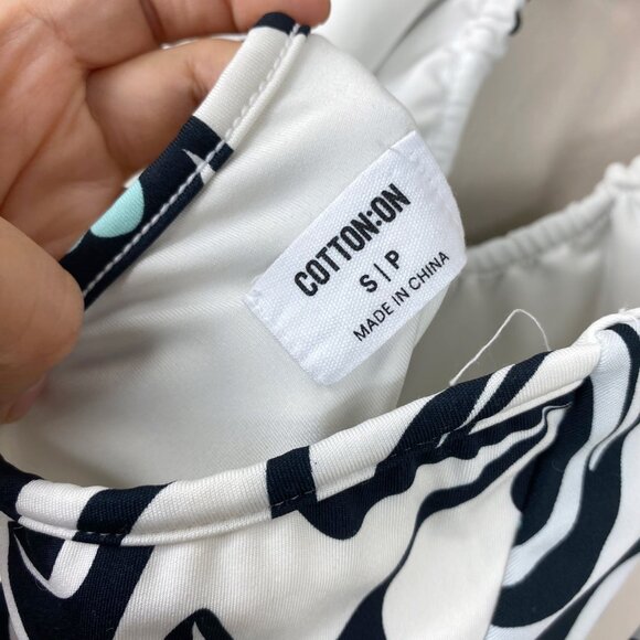 Cotton On Black and White Ribbed V-Neckline Halter Dress Size Small - Picture 4 of 7